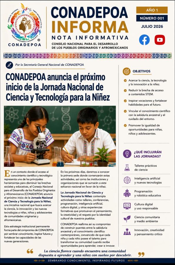 CONADEPOA anuncia la Jornada Nacional de Ciencia y Tecnología para la Niñez